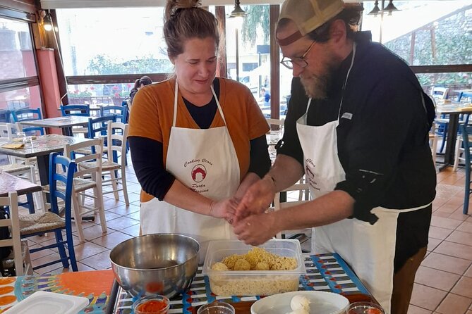 Arancino Making - 2 Hours to Learn how made Real Sicilian Arancino! - Stuffing and shaping several arancini