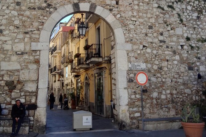 Best of Godfather and Taormina Tour with Street Food Tasting - Forza d’Agro and the view toward Taormina