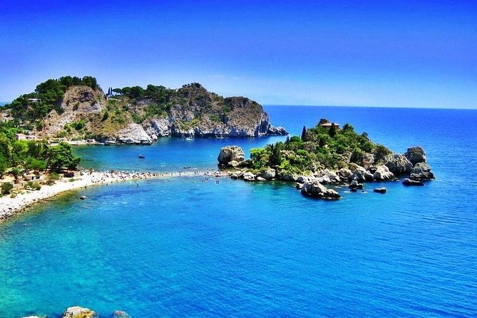 Boat tour Giardini Naxos Taormina Isola Bella Blue Grotto - Taormina’s cliffs and the Ancient Theater from the sea