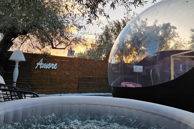 Bubble Glamping Sicily - The private garden and heated Jacuzzi