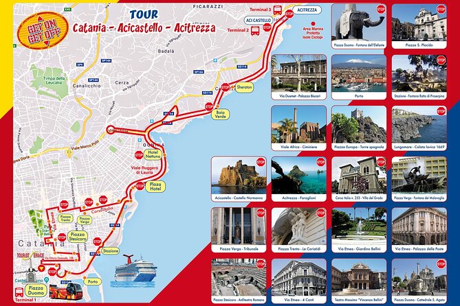 Hop on hop off Catania-Acicastello-Acitrezza panoramic bus - Piazza delle Scuole and the outer end of the route