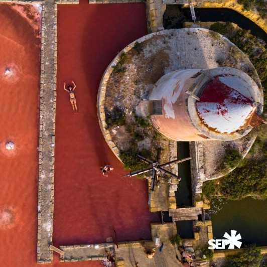 Marsala: Pink Salt Pans Wellness - Reaching Isola Lunga from the saltworks