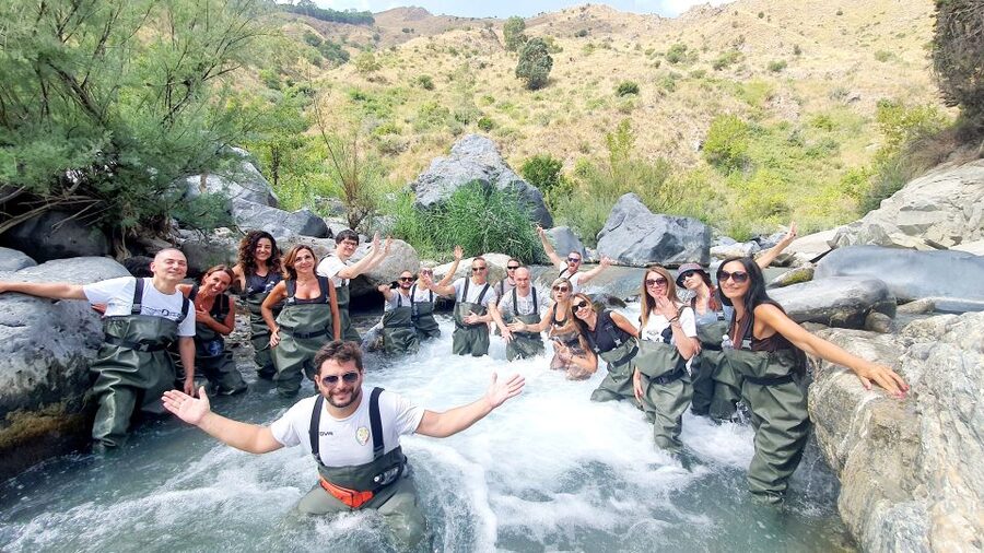 Motta Camastra: River Trekking Tour in the Alcantara Gorges - Walking into the Alcantara riverbed