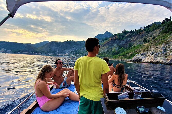 Taormina Sunset Aperitif on-Board - Spisone, Villagonia, and the northern shore