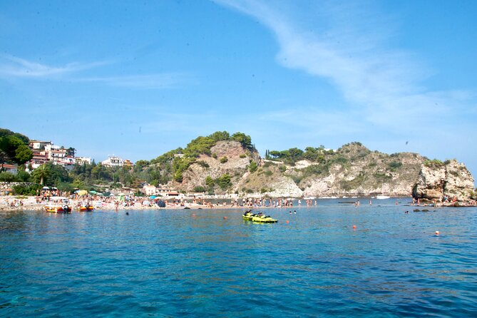 Tour to Baia di Taormina, Isola Bella and Naxos - Sailing around Isola Bella and the Grotta Azzurra